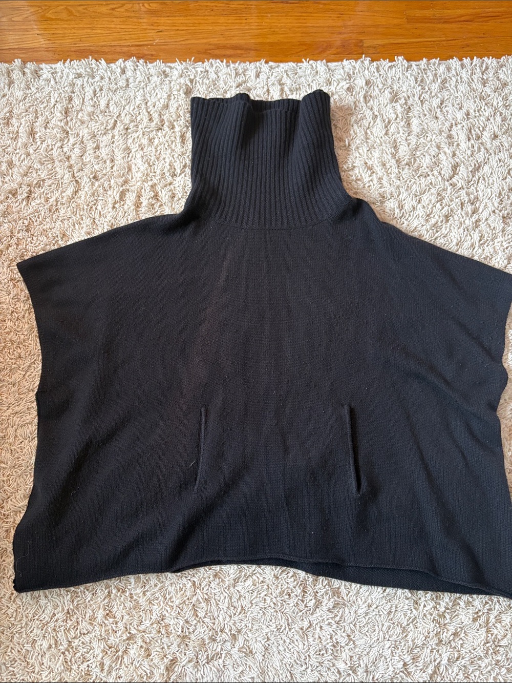 Ann Taylor oversized Black Ribbed Turtleneck